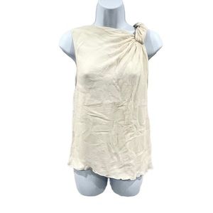 Alice and Olivia Cream Twisted Shoulder Sleeveless Top Small